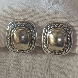 David Yurman Albion Earrings, SS & 14k, Omega Backs